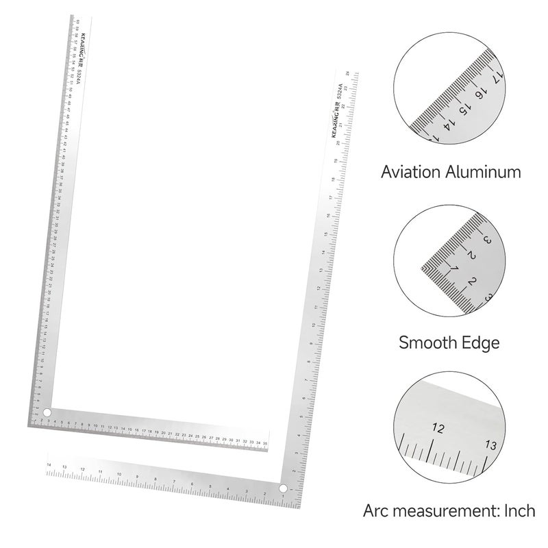 KEARING L-Square Curve Ruler,24 x 14inch and 60 x 35cm Aviation Aluminum Fashion Designer's Ruler for Pattern Making - Image 4